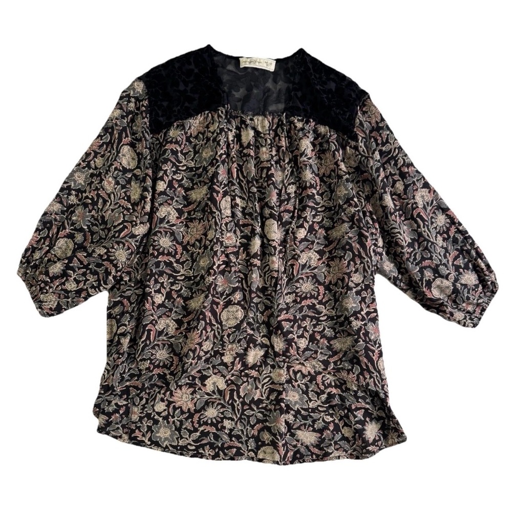 Abercrombie Fitch Floral Velvet Burnout Tunic Kimono Y2K Festival One Size